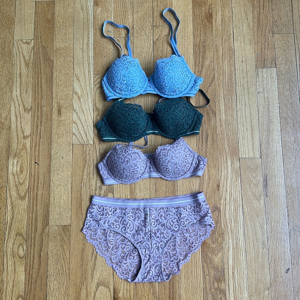 ThirdLove artisan lace balconette bra and panty set size 32B1/2 / XS